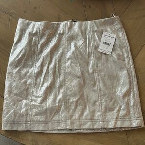 Free People Silver Mini Skirt